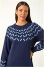 Navy  Chevron Print Jumper Dress, Image 4 of 5