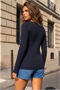 Navy  Soft Ribbed Knit Top, Image 3 of 4