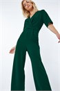 Green Wrap Midi Stretch Jumpsuit, Image 1 of 5