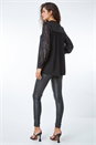 Black Sequin Embellished Detail Blouse, Image 3 of 5