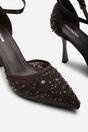 Brown Frances Diamante Mesh Pointed Toe Strap Heels, Image 5 of 6