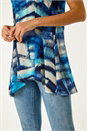 Blue Abstract Print Stretch Tunic Top, Image 5 of 5