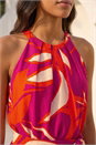 Cerise Floral Print Frill Wrap Midi Dress, Image 4 of 4
