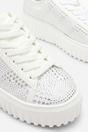 White Eliane' Lace Up Trainer with Diamante Pattern, Image 5 of 7
