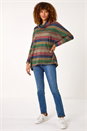 Blue Relaxed Stripe Cowl Neck Tunic Top, Image 1 of 5