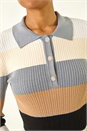 Ivory  Stripe Collar Buttoned Knit, Image 5 of 6