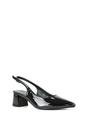 Black 'Devon' Court Shoe Block Heels With Slingback, Image 2 of 6