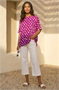 Magenta Polka Dot Button Back Top, Image 2 of 4