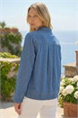 Indigo Collared Zip Front Denim Top, Image 3 of 4