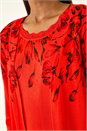 Red Floral Embellished Print Knit Set, Image 5 of 5