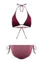 Burgundy Triangle Tie Side Bikini Set with Halterneck Top, Image 2 of 2