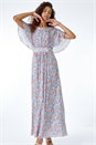 Lilac Floral Print Angel Sleeve Chiffon Maxi Dress, Image 2 of 5