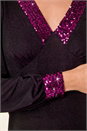 Fuchsia Shimmer Sequin V-Neck Top, Image 5 of 5