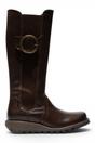 Brown Womens Leather Knee-High Boots-SOIF360, Image 1 of 5