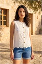 White Dusk Broderie Button Up Blouse, Image 1 of 4