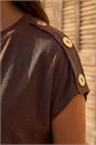 Chocolate Button Detail Midi Dress , Image 4 of 4