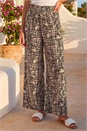 Black Textured Print Elastic Waist Stretch Trouser, Image 1 of 4