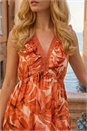 ORANGE Leaf Print V-Neck Maxi Dress, Image 4 of 4