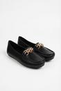 Black iKrush Black Olivia Womens Rhinestone Chain Loafers, Image 7 of 8