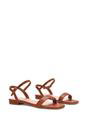 Brown XY LONDON Brown 'Hallie' Open Toe Flat Strappy Sandals With Ankle Strap, Image 4 of 5