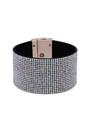 Multi Luxury Crystal-Studded Leather Cuff Bracelet, Image 2 of 4