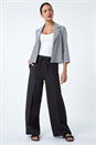 Black Stripe Textured 3/4 Sleeve Cotton Blend Jacket, Image 1 of 5