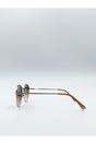 Gold Classic Round Metal Frame Sunglasses, Image 3 of 4