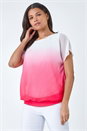 Coral Ombre Chiffon Overlay Blouson Top, Image 2 of 5