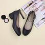 Navy Blue AJVANI Navy Blue Low Block Heel Ankle Strap Court Shoes, Image 4 of 6