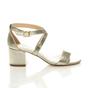 Gold AJVANI Gold Mid Block Heel Crossed Straps Sandals, Image 2 of 6