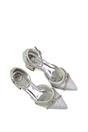 Silver 'Sarah' Ankle Strap Pointed Toe Diamante Mid Block Heels, Image 4 of 5
