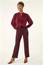 Wine Straight Leg Ponte Trouser, Image 2 of 5