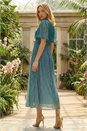Teal Ombre Plisse Midi Dress, Image 3 of 4
