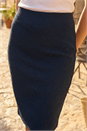 Navy  Short Textured Elastic Waist Jersey Skirt, Image 4 of 4