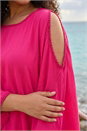 Fuchsia Curve Bobble Trim Hanky Hem Top, Image 4 of 4