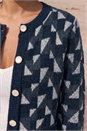Navy  Abstract Pattern Knit Cardigan, Image 4 of 4