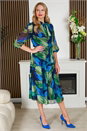 Navy  Julianna Printed Chiffon Bow Midi Dress, Image 4 of 4