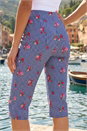 Navy  Floral Print Cropped Stretch Trouser , Image 3 of 4