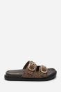 Camel Ceylon Diamante Stud Double Buckle Slide On Sandal, Image 2 of 6