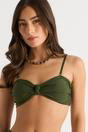 Green Olive Green Knot Front Bikini Top, Image 1 of 3