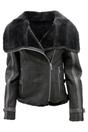 Black Merino Sheepskin Aviator Leather Jacket, Image 2 of 6