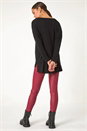 Black V-Neck Tunic Stretch Top, Image 3 of 5