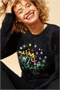 Black Merry & Bright Fluffy Christmas Jumper, Image 4 of 4