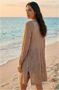 Taupe Knitted Longline Cardigan, Image 3 of 4