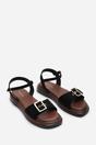 Black Coastal Front Buckle Flatform Suede Sandal, Image 4 of 6