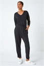Black Elasticated Waist Stretch Jumpsuit , Image 2 of 5