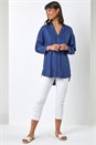 Denim Relaxed Notch Neck Shirt, Image 3 of 5