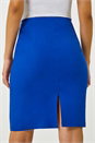 Royal Blue Pull On Stretch Elastic Waist Pencil Skirt, Image 5 of 5
