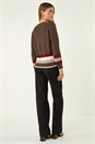 Chocolate Striped Heart Knit Cardigan, Image 3 of 5