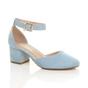Light Blue AJVANI Light Blue Mid Block Heel Ankle Strap 2 Part Heels, Image 1 of 6
